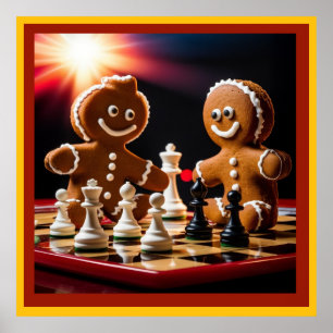 The Gingerbread Man Plays Chess With His Sister Poster
