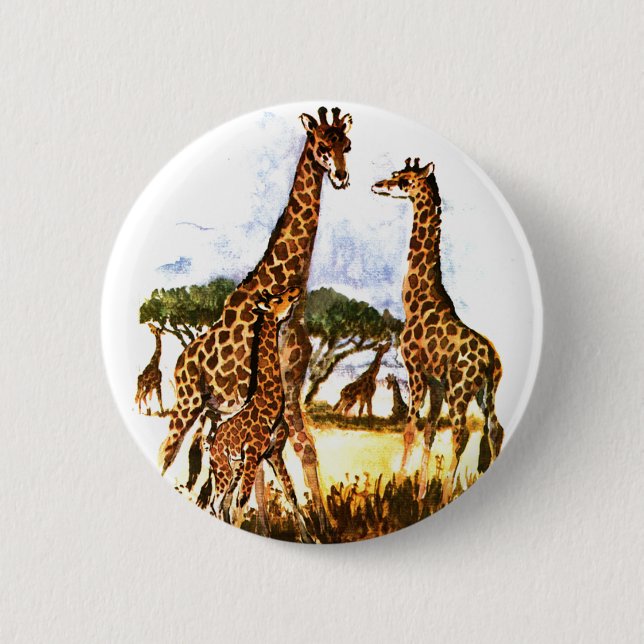 The Giraffe Family - 2 Inch Round Button (Front)