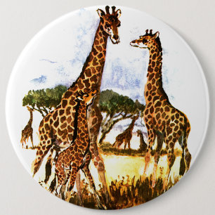 The Giraffe Family - 6 Inch Round Button