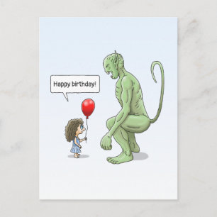 The Girl and Green Troll Postcard
