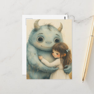 The girl and her monster friend postcard
