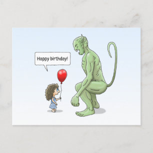 The Girl and The Big Green Goblin Postcard