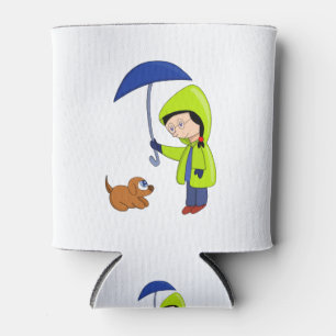 The girl and the dog on a rainy day can cooler