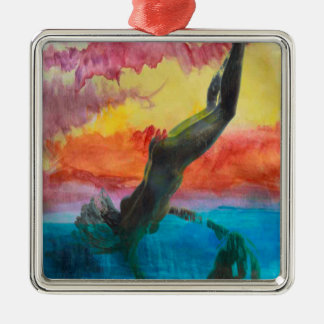 The girl and the dolphin metal ornament