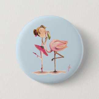 The girl and the Flamingo 2 Inch Round Button