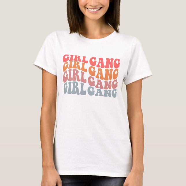 The Girl Gang Trendy Hippie Typography T-Shirt (Front)
