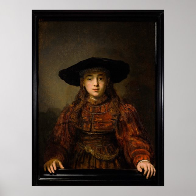 The Girl in a Picture Frame by Rembrandt Poster (Front)