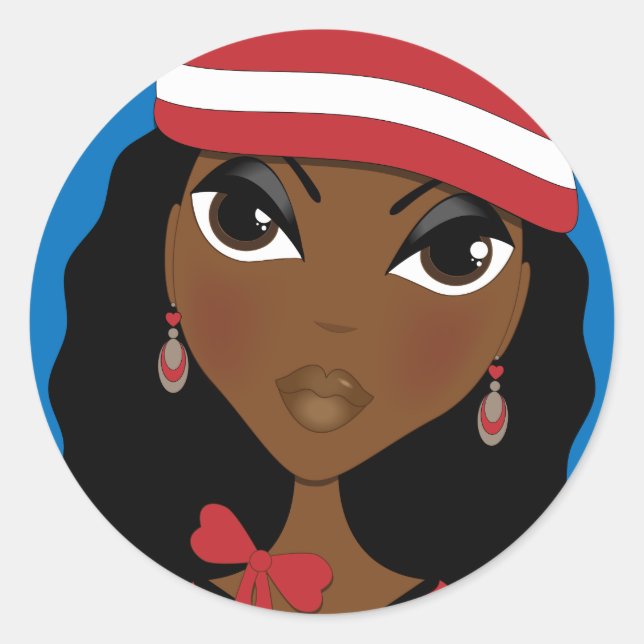 The Girl In The Hat Round Sticker (Front)