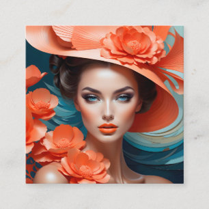 The girl in the portrait looks dreamy and peaceful square business card