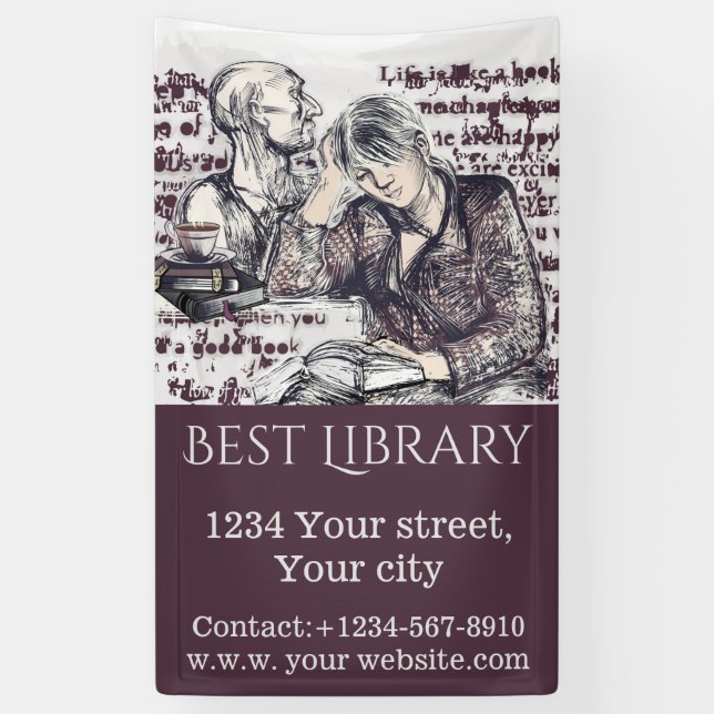 The girl reading a book banner (Vertical)