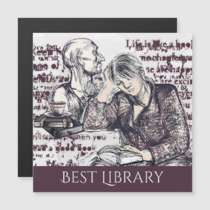 The girl reading a book magnetic invitation