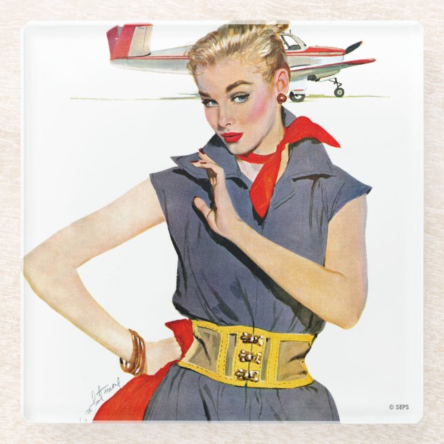 The Girl Who Stole Airplanes Glass Coaster (Front)