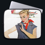 The Girl Who Stole Airplanes Laptop Sleeve<br><div class="desc">Artist:Coby Whitmore | Girl in front of airplane with blue jumpsuit and red bandana</div>
