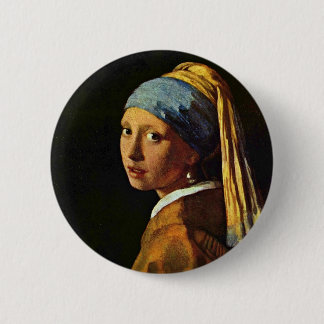 The Girl With A Pearl Earring., By Johannes Verme 2 Inch Round Button