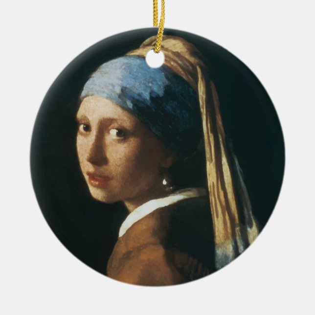 The Girl with a Pearl Earring Ceramic Ornament (Front)