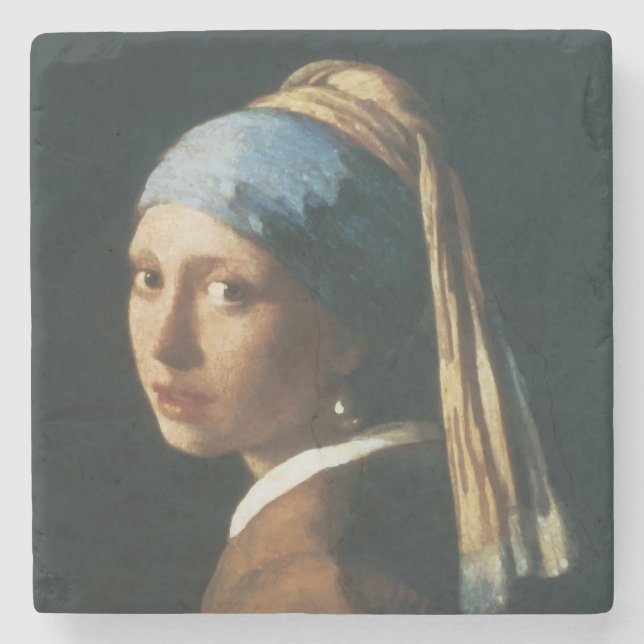 The Girl with a Pearl Earring Stone Coaster (Front)