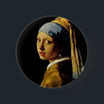 The Girl with a Turban/Girl with the Pearl Earring 2 Inch Round Button<br><div class="desc">A classic artwork by Johannes Vermeer that has passed into the public domain and makes wonderful gifts and other products. This is perhaps the simplest yet most famous of Vermeer's paintings. Using his usual palette of basic blue and yellow, he places this figure on a pure black background which removes...</div>