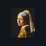 The Girl with a Turban/Girl with the Pearl Earring Canvas Print<br><div class="desc">A classic artwork by Johannes Vermeer that has passed into the public domain and makes wonderful gifts and other products. This is perhaps the simplest yet most famous of Vermeer's paintings. Using his usual palette of basic blue and yellow, he places this figure on a pure black background which removes...</div>