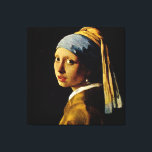 The Girl with a Turban/Girl with the Pearl Earring Canvas Print<br><div class="desc">A classic artwork by Johannes Vermeer that has passed into the public domain and makes wonderful gifts and other products. This is perhaps the simplest yet most famous of Vermeer's paintings. Using his usual palette of basic blue and yellow, he places this figure on a pure black background which removes...</div>