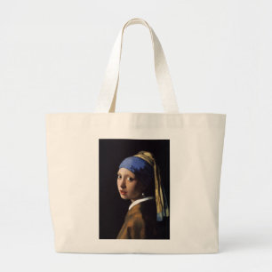 The Girl With The Pearl Earring by Vermeer Large Tote Bag