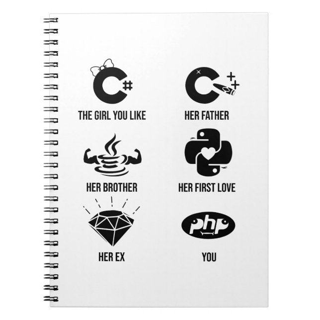 The Girl You Like Meme Funny Programming Languages Notebook (Front)
