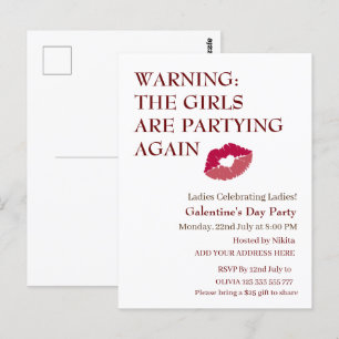 THE GIRLS ARE PARTYING AGAIN Galentine's Day Postcard