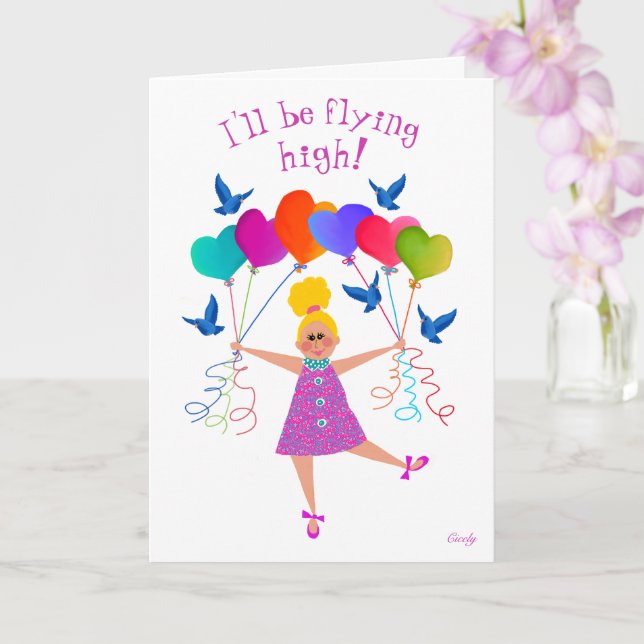 The Girls blonde ponytail 5x7  Card (Orchid)
