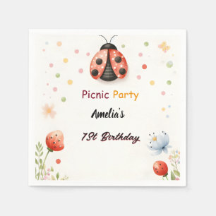 The Girls Love Bug Picnic Polka Dot 1st Birthday  Napkin