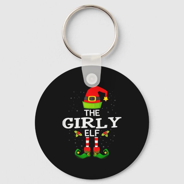 The Girly Elf Christmas Family Matching Pajama  Keychain (Front)