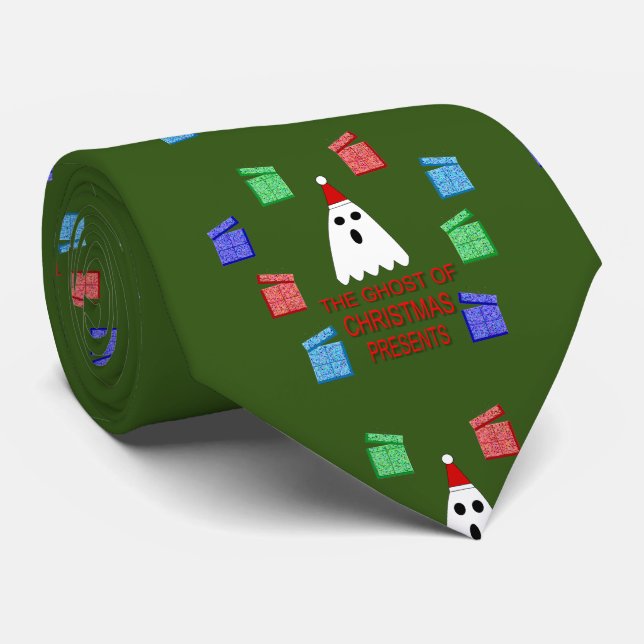 The Gjost of Christmas Presents Funny Tie (Rolled)
