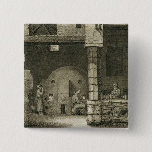 The Glass Bottle Maker, from Volume II Arts and Tr 2 Inch Square Button