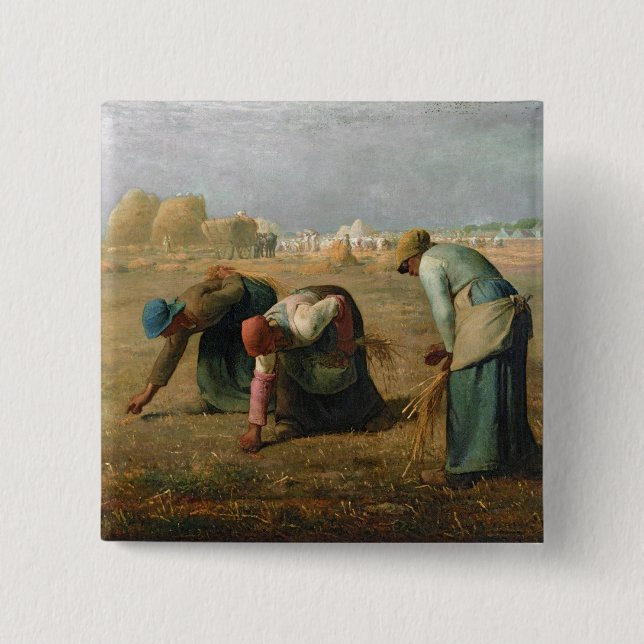 The Gleaners, 1857 2 Inch Square Button (Front)