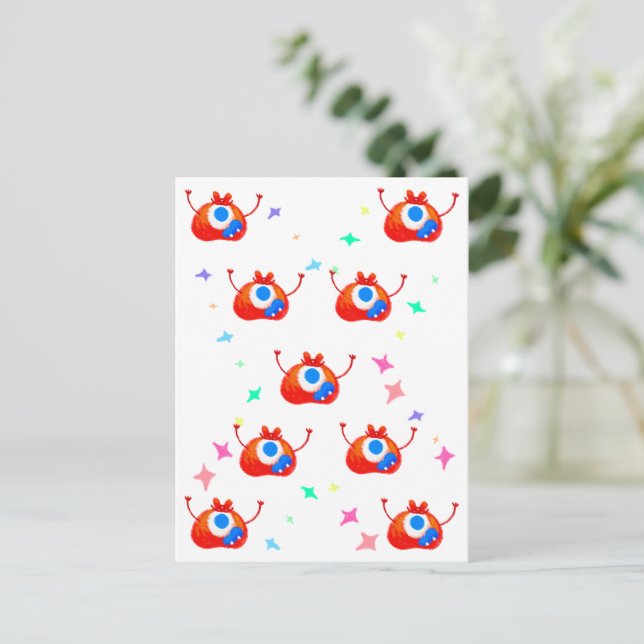 The Glitchy Stardust Monster Postcard (Standing Front)