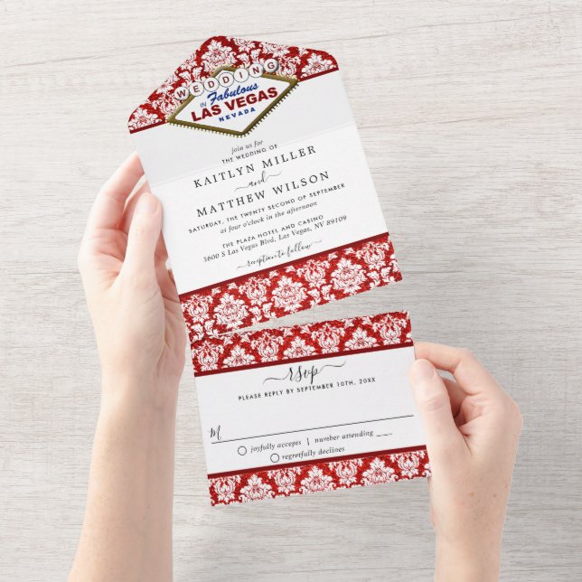 The Glitter Damask Las Vegas Wedding Collection All In One Invitation (Tearaway)