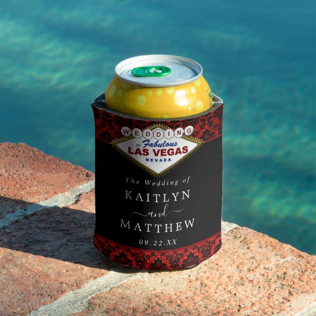 The Glitter Damask Las Vegas Wedding Collection Can Cooler (In Situ Pool)