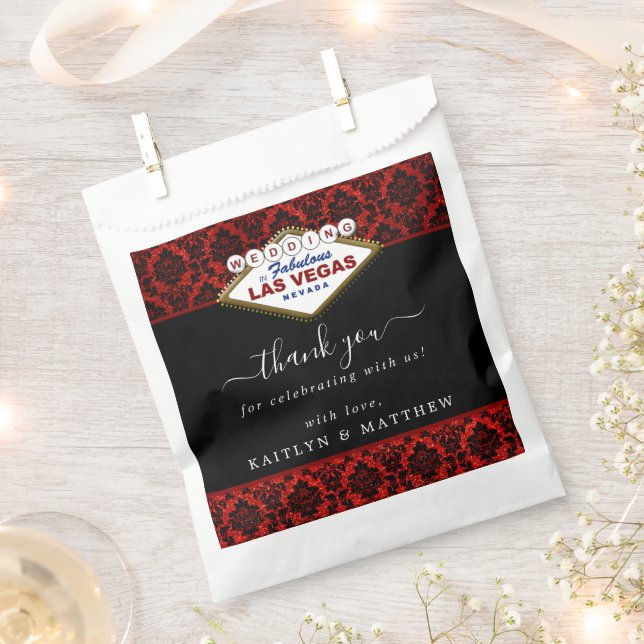 The Glitter Damask Las Vegas Wedding Collection Favour Bag (Clipped)