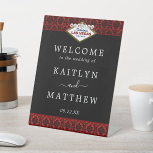 The Glitter Damask Las Vegas Wedding Collection Pedestal Sign