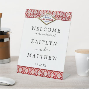 The Glitter Damask Las Vegas Wedding Collection Pedestal Sign