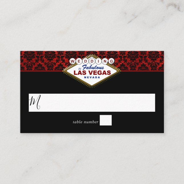 The Glitter Damask Las Vegas Wedding Collection Place Card (Front)