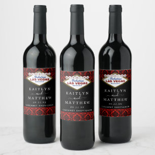 The Glitter Damask Las Vegas Wedding Collection Wine Label