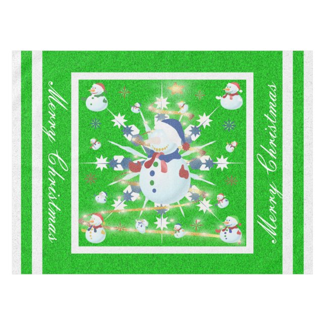 The Glittery Christmas Snowman - Tablecloth (Front (Horizontal))
