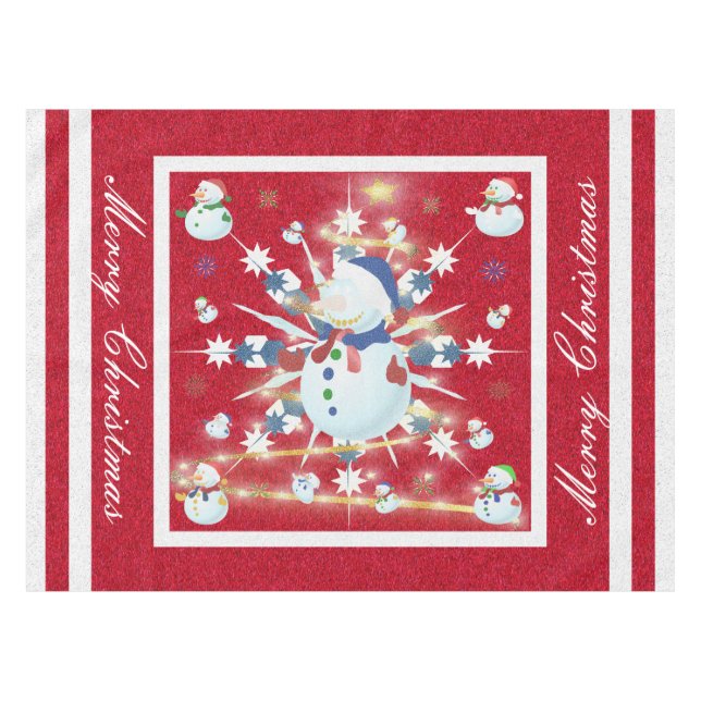The Glittery Christmas Snowman - Tablecloth (Front (Horizontal))