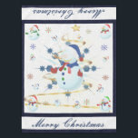 The Glittery Christmas Snowman - Tablecloth<br><div class="desc">This design features a white and blue snowflake, a golden tree, coloured snowflakes and lots of snowmen dressed for a cold Christmas season. A glitter was added to this design. A white backround was added along with a blue border. Merry christmas was added to this design. This table cover comes...</div>