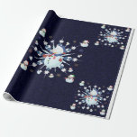 The Glittery Christmas Snowman - Wrapping Paper<br><div class="desc">This design features a white and blue snowflake,  colored snowflakes and lots of snowmen dressed for a cold Christmas season. A glitter was added to this design. This Christmas gift wrap comes in assortment of colors,  styles and sizes.</div>