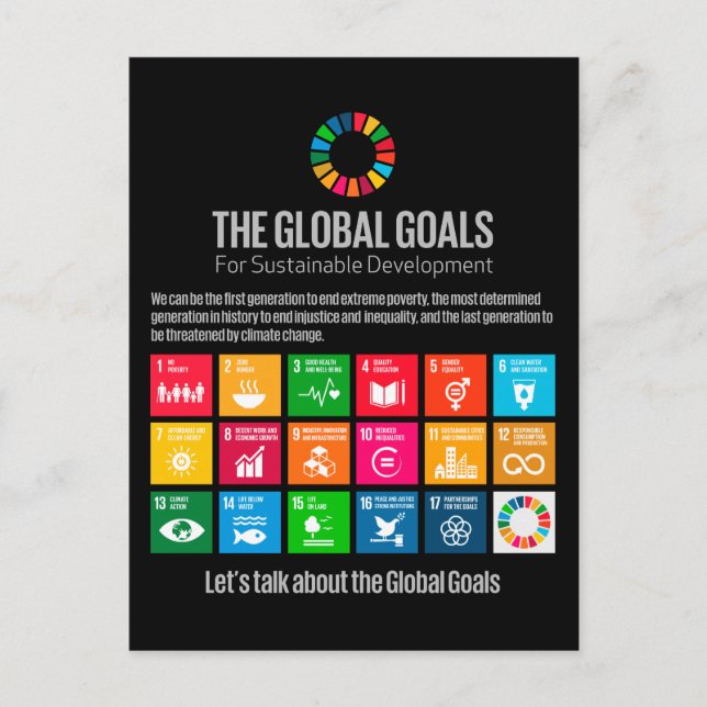 The Global Goals UN SDG 2030 Postcard (Front)