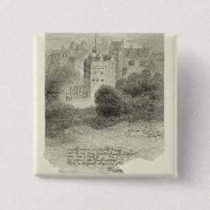 The Globe Theatre, Bankside, Southwark, after a dr 2 Inch Square Button