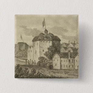 The Globe Theatre on the Bankside as it appeared i 2 Inch Square Button