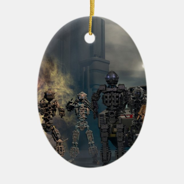 the glorious seven robots b ceramic ornament (Front)