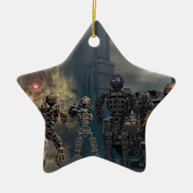 the glorious seven robots b ceramic ornament (Front)