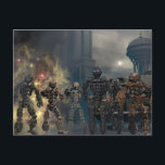 the glorious seven robots b postcard<br><div class="desc">whiskeysierra's unique artwork - science fiction & fantasy</div>